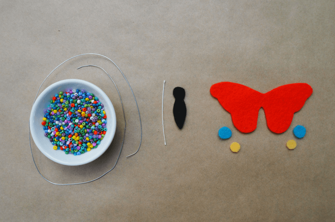 materials to make a DIY butterfly mobile