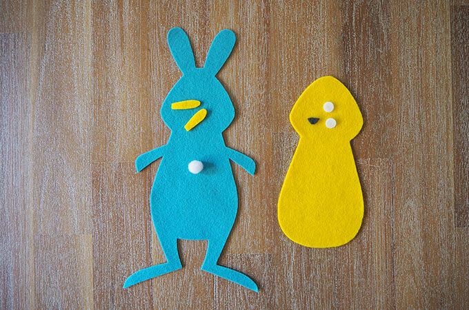 the felt cut outs to sew your rabbit soft toy