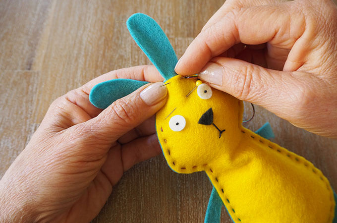 sewing a rabbit soft toy
